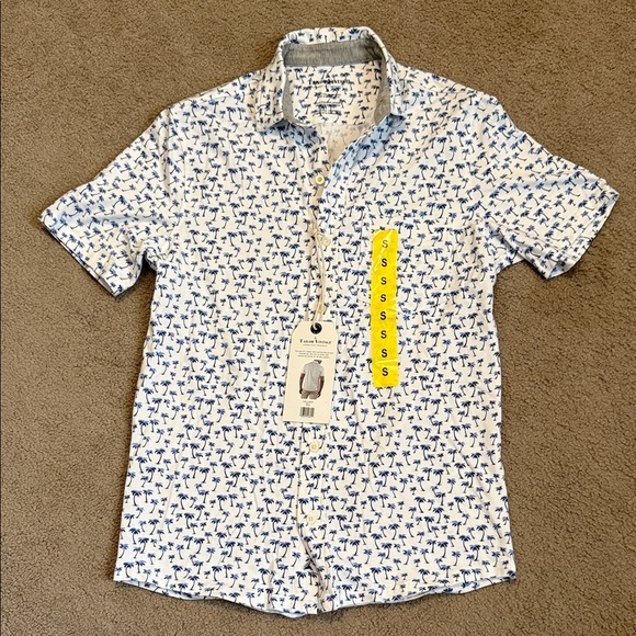 Tailor Vintage Blue and White Patterned Button Down Shirt - Picture 1 of 5